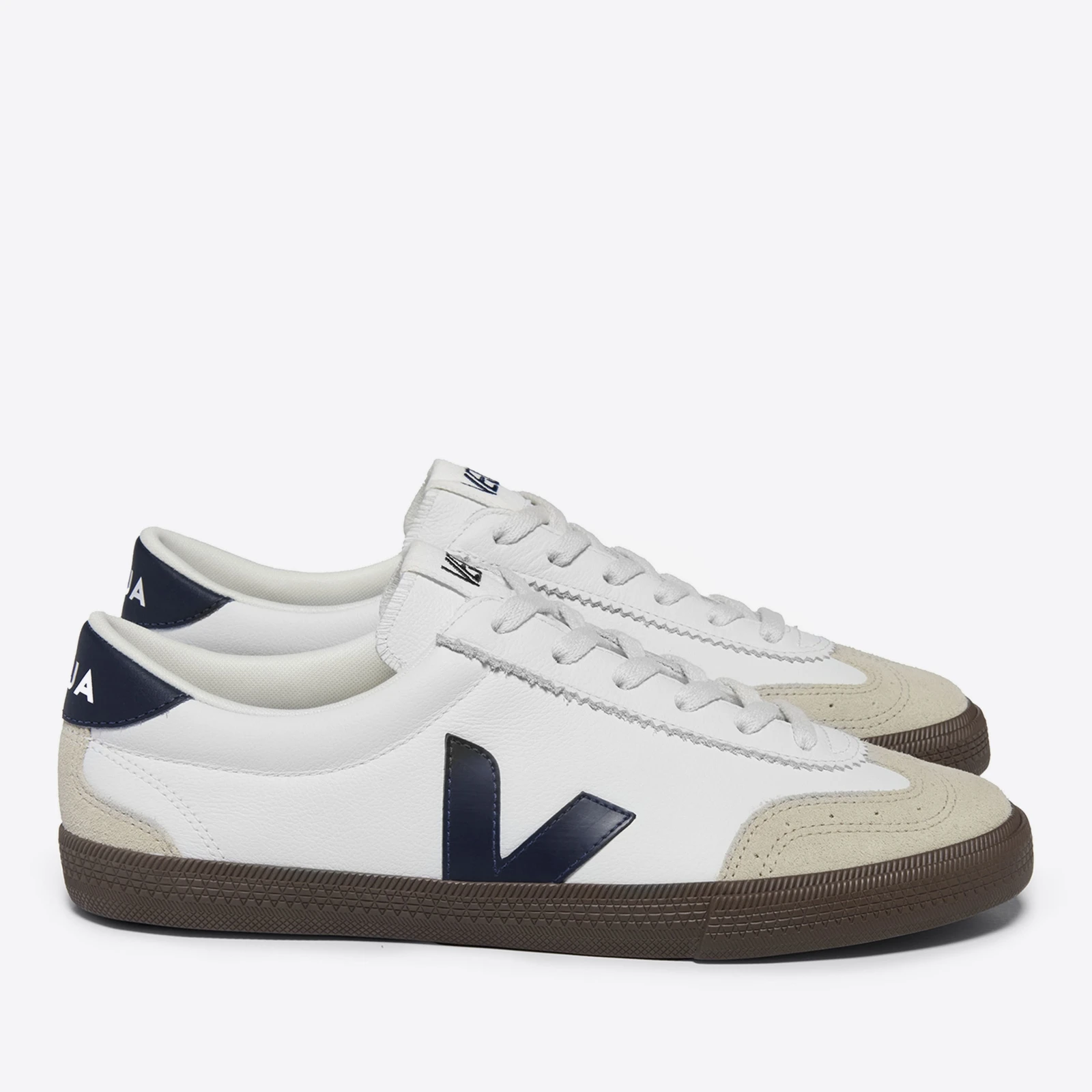 Mens Volley Suede-Trimmed Leather Trainers - UK - White