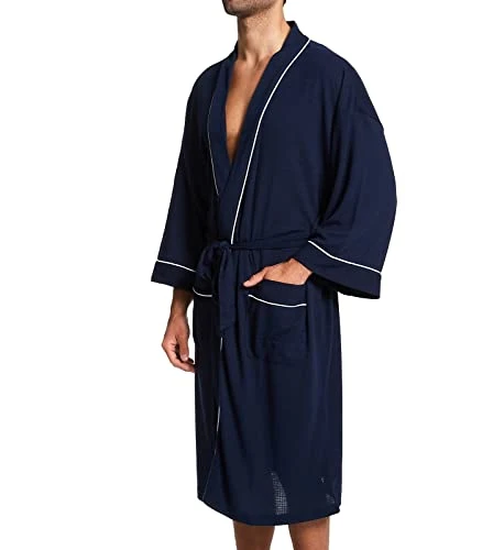 Men's Waffle Knit Robe, Navy, 2X/3X