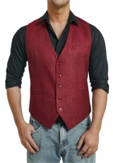 Mens Waistcoat Tweed Waistcoats for Men Formal Suit Vest Red Herringbone Waistcoats Burgundy XL Mens Waistcoat Tweed Waistcoats for Men Formal Suit Vest Red Herringbone Waistcoats Burgundy XL