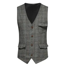 Men's Waistcoat Vest Formal Slim Fit Work Suit Standard-fit Mens Waistcoats UK Fancy Dress Leather Waistcoat Trendy Holiday Men's Blazers