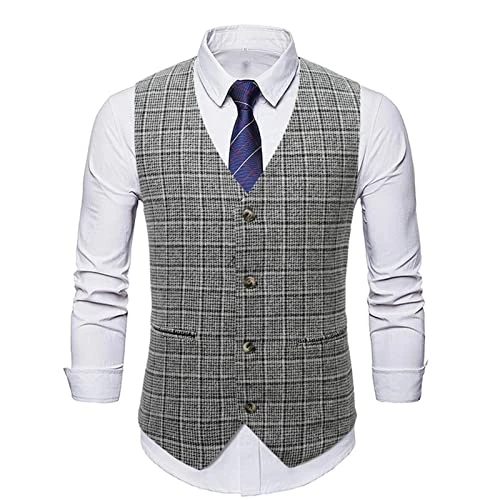 Men's Waistcoat Vest Formal Slim Fit Work Suit standard-fit Waistcoats for Men lapel Trendy Wedding Men's Blazers