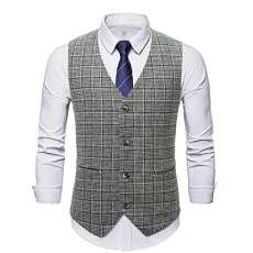 Men's Waistcoat Vest Formal Slim Fit Work Suit standard-fit Waistcoats for Men lapel Trendy Wedding Men's Blazers