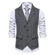 Men's Waistcoats Formal Casual Contrast Colour Lapel Waistcoat standard-fit Waistcoats for Men Casual v neck Trendy street wear Men's Blazers