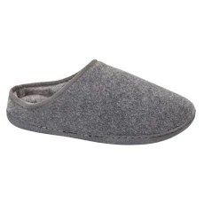 Mens Warm Slippers Slip On Mule Faux Fur Fleece Lined Memory Foam Shoes Size Grey-3 11