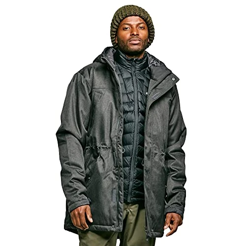 Men’s Waterproof and Insulated Textured Jacket with an Adjustable Hood, Men's Winter Jacket, Men's