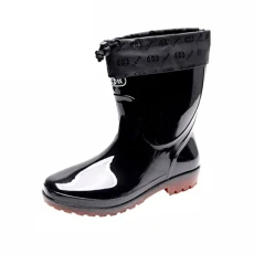 Men's Waterproof Rubber Rain Boots, Wellington Boots, Muck Garden Shoes Mid-Calf Wellies - Black # Lining, CN 42