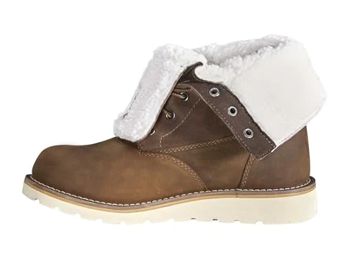 Men's Waterproof Sherpa Lined Fold Down Winter Wedge Boot, Brown, 9 UK
