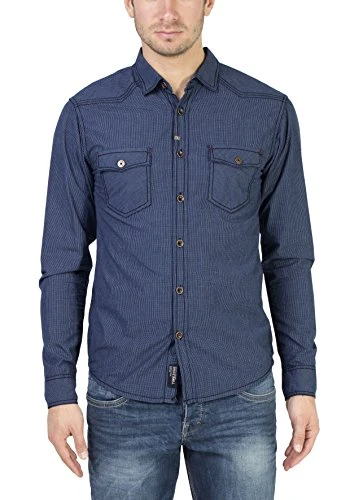 Men's Wayne Kent Regular Fit Long Sleeve Casual Shirt, Blue (Business Blue Check 3081), M (Manufactu