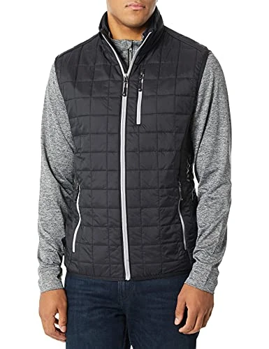 Men's Weather Resistant Primaloft Down Alternative Rainer Vest Coat, Black, Large