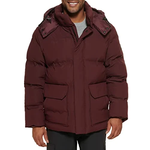 Men's Welded Short Parka Jacket, Oxblood, Large