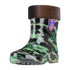 Men's Wellington Boots, Half-Height Lined Winter Rain Shoes for Boys, Comfortable, Warm, Frosted Outdoor Rain Boots, Rain Boots, Men's Thermal Boots, High Rain Shoes, Camouflage, 9.5 UK