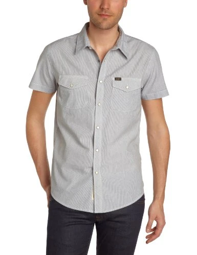 Men's  WESTERN SHIRT Coupe cintrée Classic Short sve Shirt - Grey - Gris (Faded Black) - Large (Bra