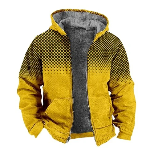 Men's Western Vintage Print Sherpa Fleece Lined Jackets Black Jacket Sleeveless Jerseys for Men Gifts for 21 Year Old Men Aesthetic Shirts Plus Size（3-Yellow,X-Large）