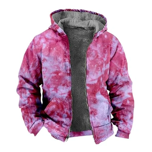 Men's Western Vintage Print Sherpa Fleece Lined Jackets Men's Parka Fleece 1/4 Zip Pullover Men Coun