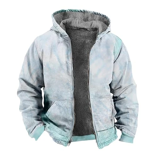 Men's Western Vintage Print Sherpa Fleece Lined Jackets Warm Jacket Heated Jackets for Men Work Gift