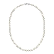 Mens White Freshwater Pearl Necklace