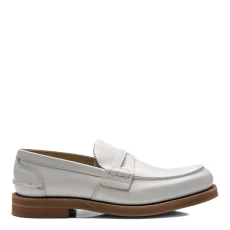 Mens White Pembrey Leather Loafers