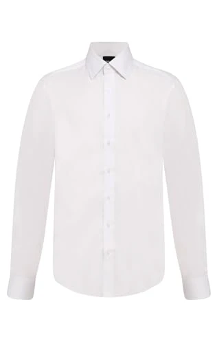 Mens White Sateen Shirt 100% Cotton Regular Fit-17