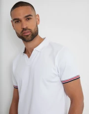 Men's White Trophy Neck Polo Shirt