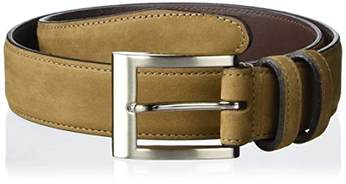 Men's Wide Basic Dress Belt, Tan Nubuck, 38