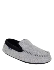 Men's | Wide Fit Fleece Lined Moccasin Slipper | Warm Herringbone Upper with Thermal Fleece Lining | Wide Fit for Comfort | Black Men's | Wide Fit Fleece Lined Moccasin Slipper | Warm Herringbone Upper with Thermal Fleece Lining | Wide Fit for Comfort | Black