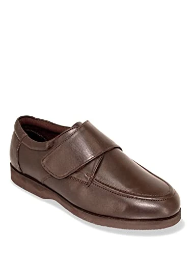 Men's | Wide Fit Touch Fasten Leather Shoe | Brown