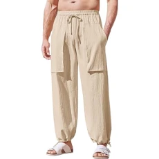 Men's Wide Leg Trousers Summer Beach Trousers Lightweight Jogging Bottoms Casual Yoga Pants Athletic Lounge Pant Regular Fit Drawstring Trouser Straight Elastic Waist Pants With Pockets Baggy XXXL