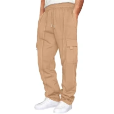Men's Wild Cargo Pants Relaxed Fit Leg Cargo Casual Pants Straight-Fit Stretch Sweatpants Slim-Fit Vintage Comfort Trousers Gym Workout Track Pants Comfortable Tapered Sweatpants with (#B-Khaki, M)