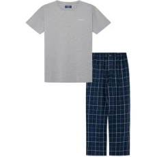 Men's Windowpane T-Pj Pyjama, Blue (Navy), XL (Pack of 2)
