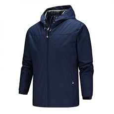 Men's Windproof Jackets with Pockets Zip Up Oversized Solid Men's Coats Stand Collar Hoodie Solid Autumn Winter Hooded Pullover Windproof Hoodie Coat Jacket for Men