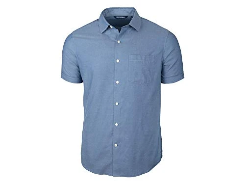 Men's Windward Twill Short Sleeve Shirt Button, Indigo, Medium