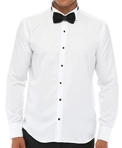 Mens Wing Collar Shirt Tuxedo White Double Cuff Dinner Classic - White L