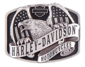 Men's Wings Over America Belt Buckle, Antique Silver HDMBU11402, Silver