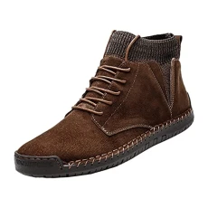 Mens Winter Boots Warm Snow Boots Non-Slip Outdoor Trekking Shoes Lightweight Suede Ankle Boots Trainers Mens Breathable Running Shoes Mens Size 10 Lace Up Casual Sneakers Walking Shoes