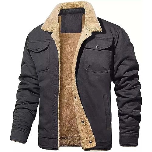 Men's Winter Long Coat Stylish Stylish Jacket Business Coat Slim Fit Jacket Loose Clothing Vintage Outwear Soft Touch Windbreaker Medium Length Warm Overcoat, grey, 3XL