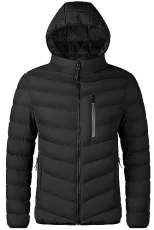 Mens Winter Padded Down Jacket Windproof Quilted Warm Coat with Hood Lightweight Puffer Outerwear B-Black XS