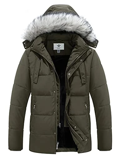 Men's Winter Puffer Coat Thicken Cotton Outdoor Winter Warm Windproof Padded Jacket with Hood