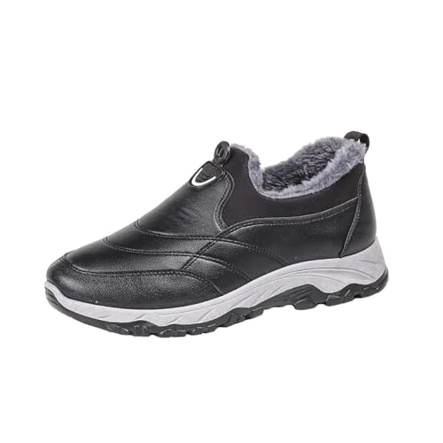 Men's Winter Shoes Plus Velvet Warm Lined Winter Boots Waterproof Non-Slip Snow Boots Soft Sole Comfortable Breathable Casual Shoes Elegant Lovers Shoes Lightweight Outdoor, black, 9.5 UK