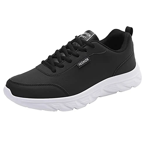 Men's Winter Shoes Size Casual Leather Lace Up Solid Color Casual Simple Sneakers Running Sneakers Women In, white, 8 UK