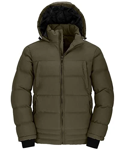 Men's Winter Warm Puffer Jacket Water Resistant Outdoor Jacket Casual Cotton Padded Outerwear Coat M