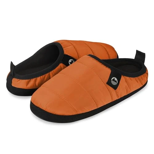 Men's Wolfa Ultra-Warm Quilted Tent Slippers - Orange - 11 UK