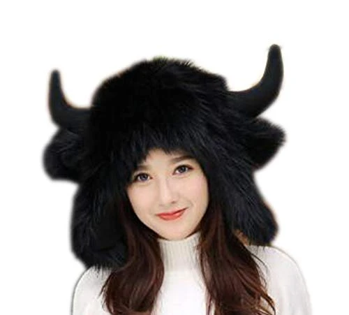 Men's Women's Bright colors Autumn and winter super warm cute cartoon antler hat fur plus velvet unisex deer head fashion hat Halloween decorations