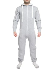 Mens Womens Jumpsuit Unisex Contrast Hooded Jumpsuits Pyjamas Hoody Zip Playsuit
