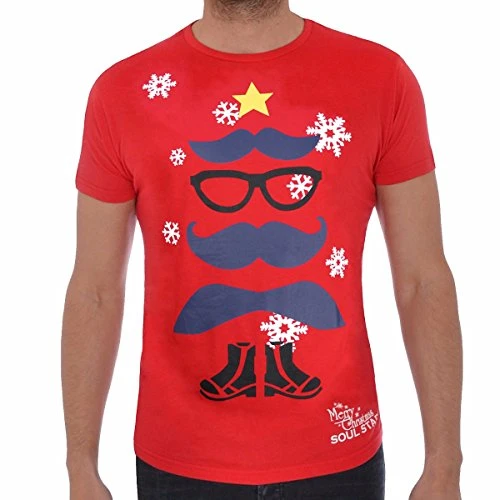 Men's X-Mas Reindeer Snowman Festive Christmas Novelty T-Shirt Top Tee Size Red L