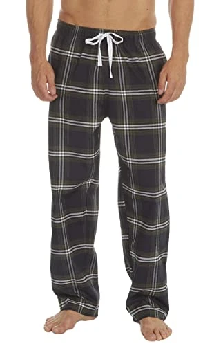 Mens Yarn Dyed Woven Check Lounge Pyjama Trousers Pants Navy Blue L