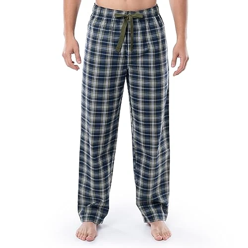 mens Yarn-dyed Woven Sleep Pants, Green Plaid, XL