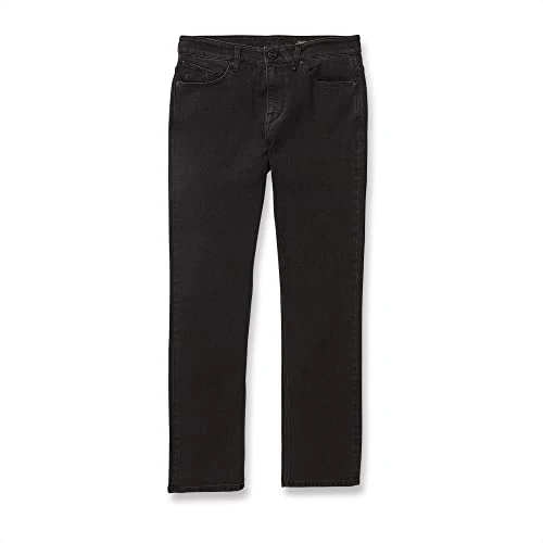 Men's Young Solver Stretch Denim Jean Pants, Black on Black, 34W x 32L