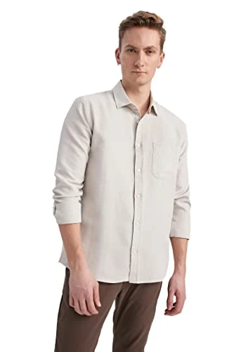 Men's Z6128AZ Tunic Shirt, Beige, L