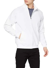 Men's Zip Front Classic Jacket, White, M UK
