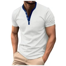 Mens Zip Henley T-Shirt Deer Head Embroidery Tennis Short Sleeve Top Regular Slim Fit Mens t Shirt Multipack Knitted top with Hood Men Vests for Men Multipack C-White